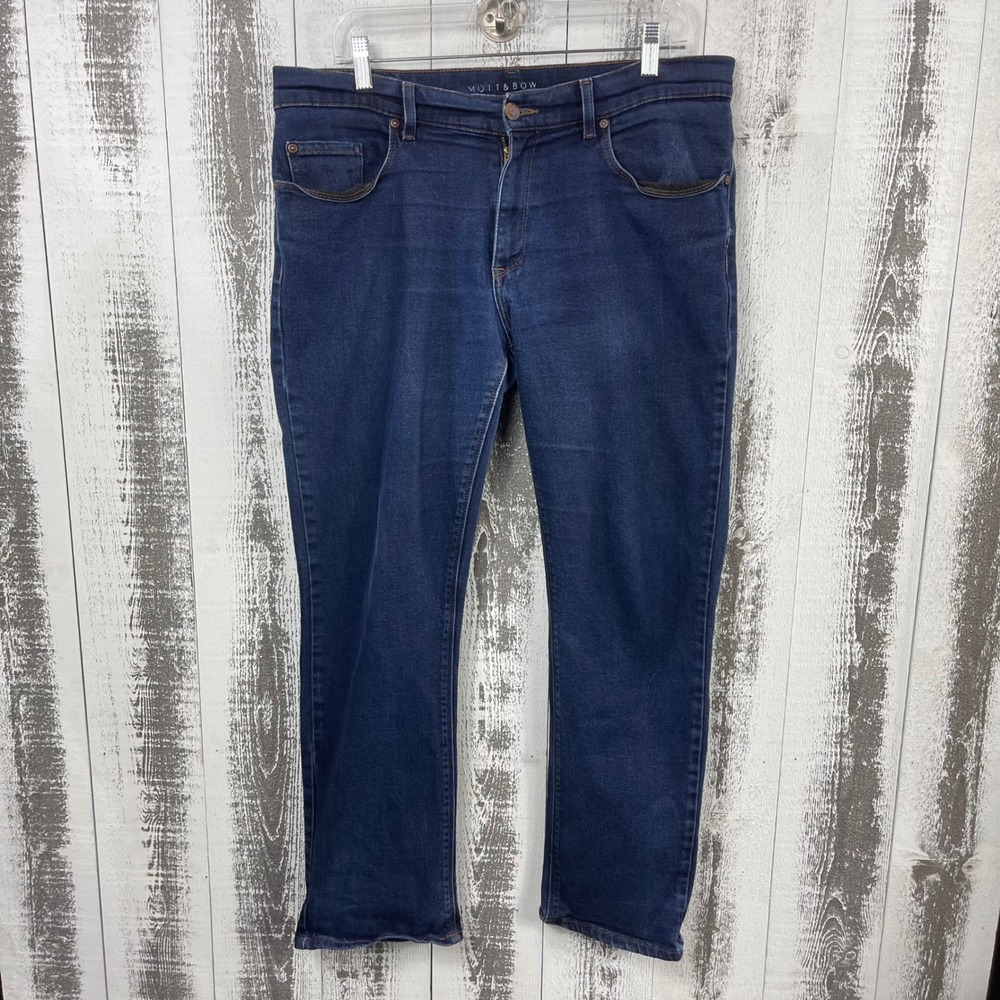 Mott & Bow Straight Leg Jeans Dark Wash Stretch Denim Mens 34x30